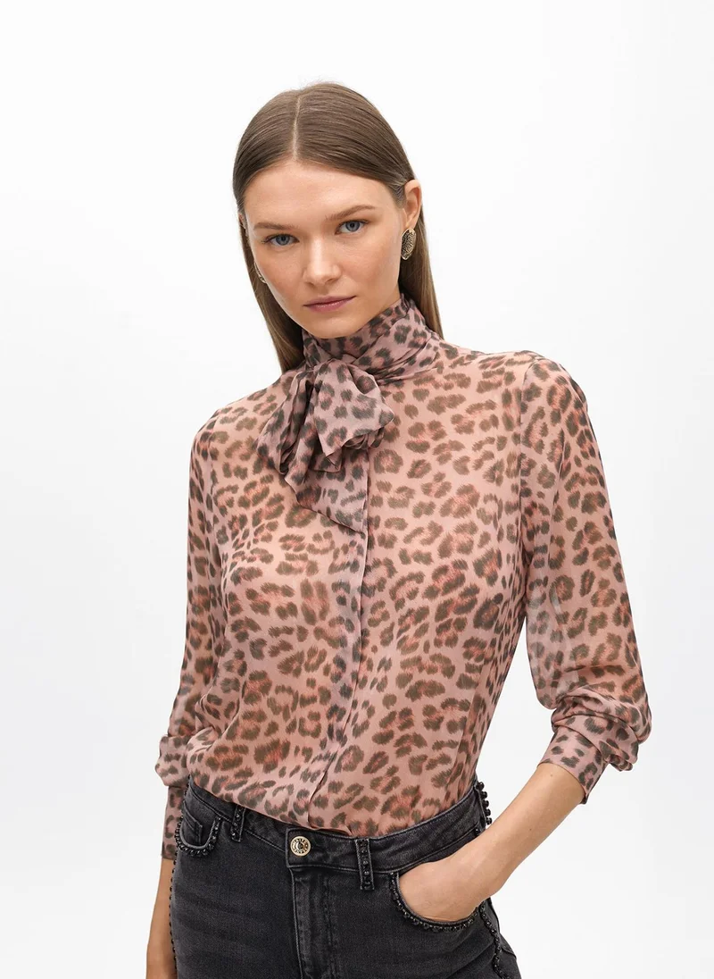 Lola Casademunt Animal Print Bow Blouse
